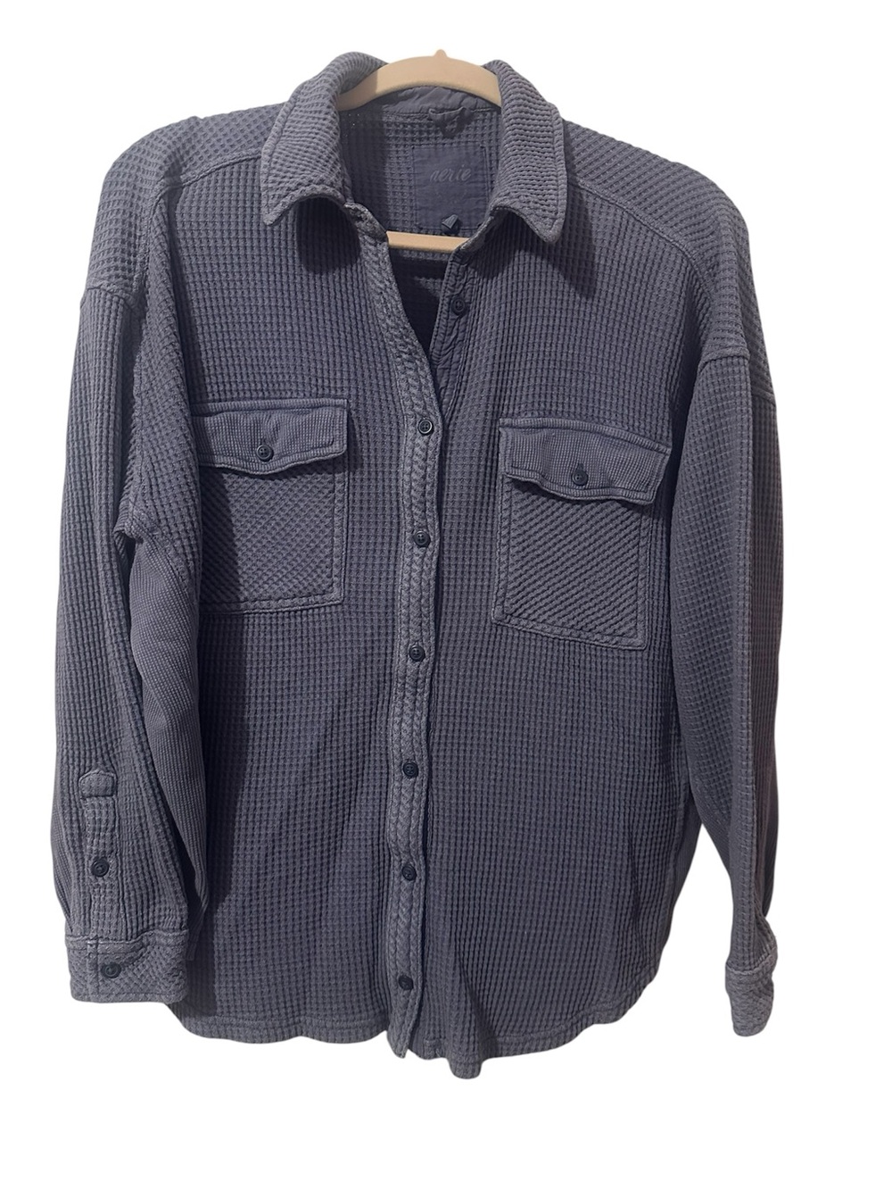 Aerie Lumber Jane waffle knit button up shirt medium